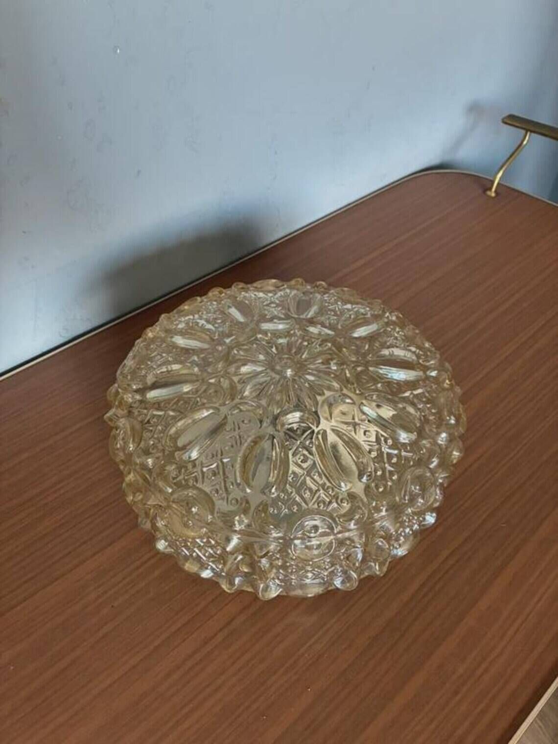Limburg wall light with textured pressed glass dome, Germany, 1970s