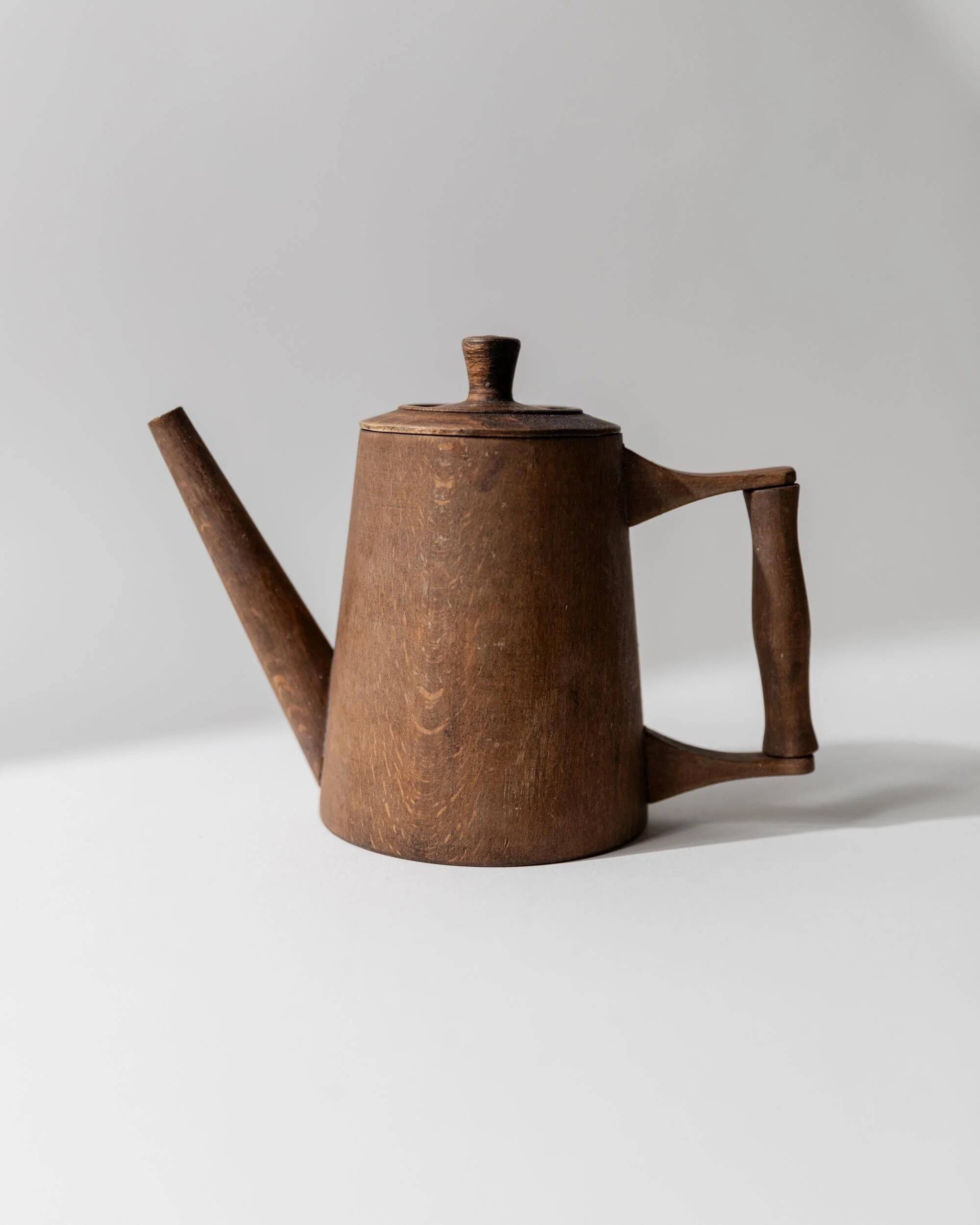 Vintage wooden pitcher from the 1960s, hand-carved.