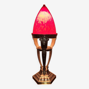 Art deco goldsmith lamp 1930 and blown glass