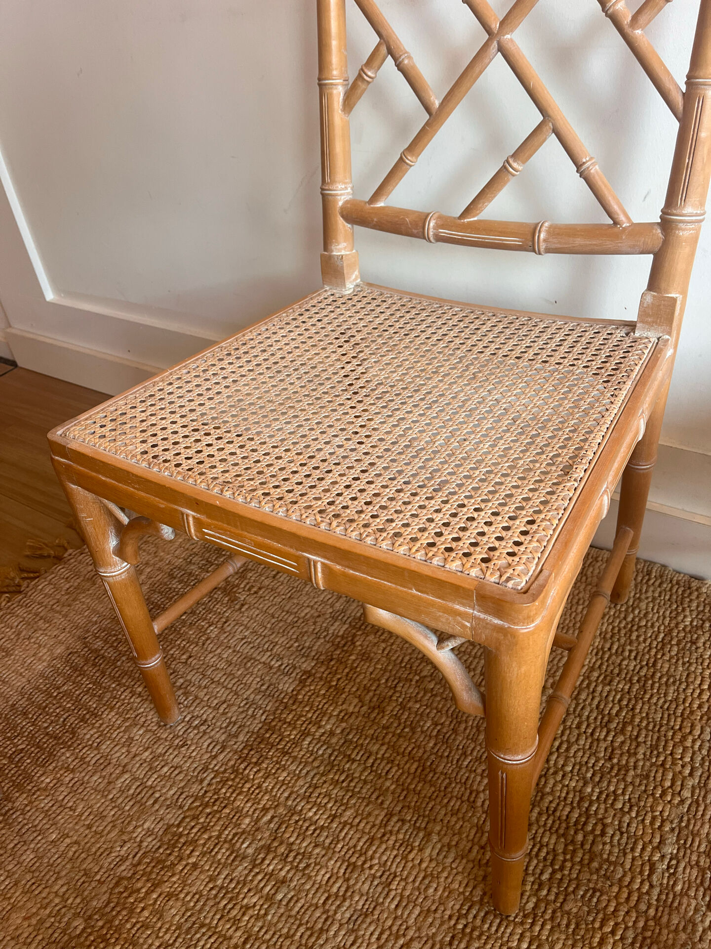 Ensemble de 4 chaises Chippendale 'Faux Bamboo' vintage