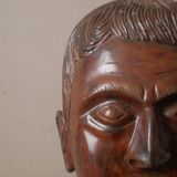 Kanak head wooden sculpture New Caledonia handmade object tribal ethnic marotte face