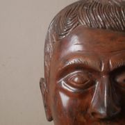 Kanak head wooden sculpture New Caledonia handmade object tribal ethnic marotte face