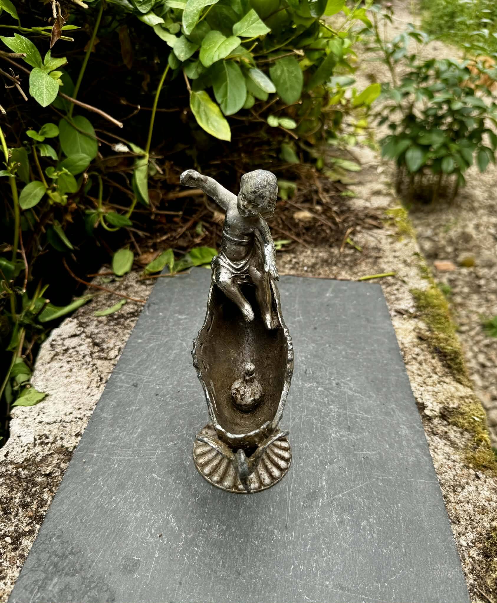 Silver bird fountain Art Nouveau