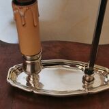 Silver metal lamp with painted sheet metal shade