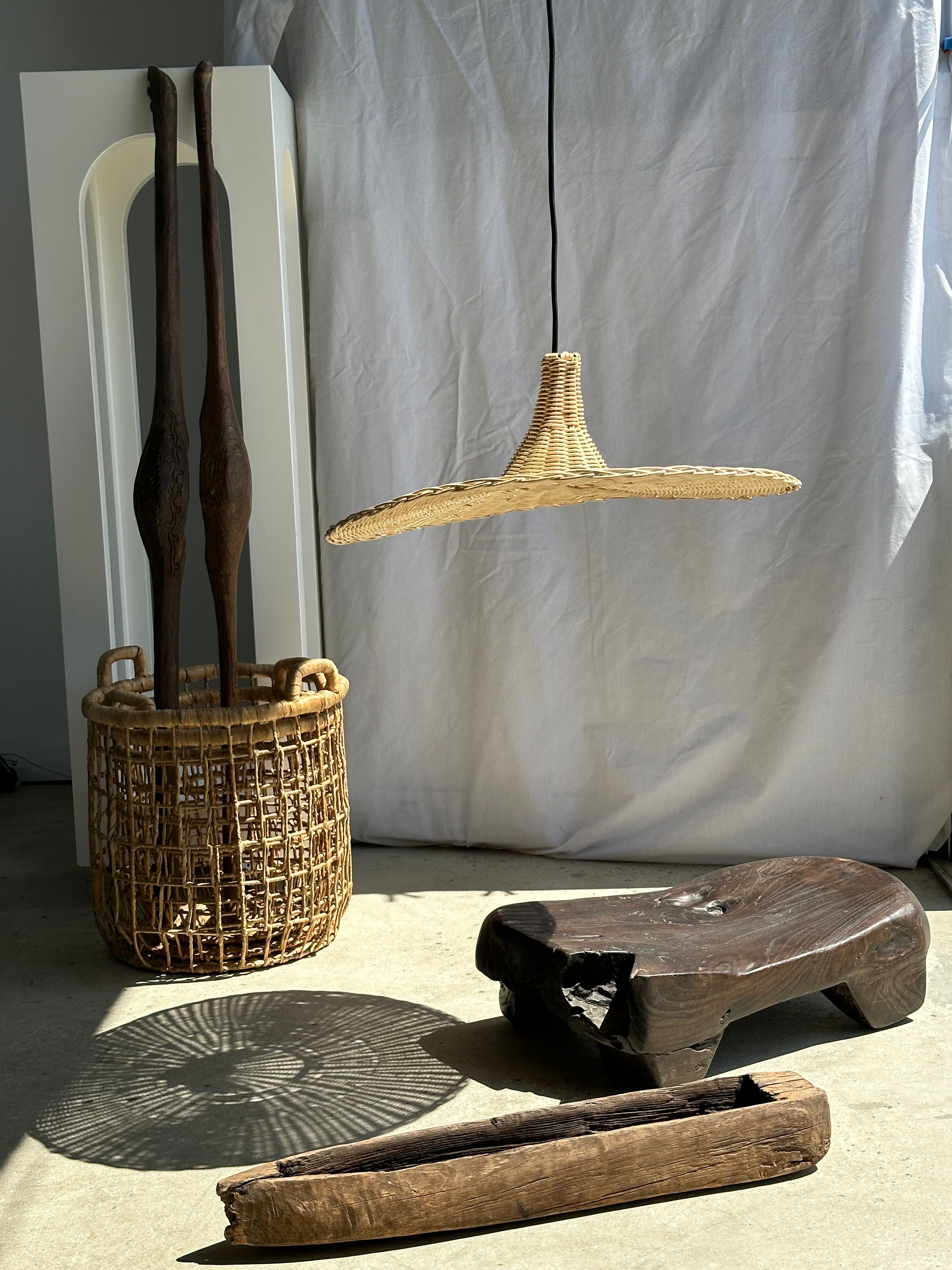 Suspension en rotin en forme chapeau D:60cm