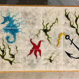 Ceramic and rattan coffee table