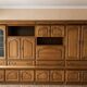 Vintage oak modular wall unit – 3 pieces with display cabinet