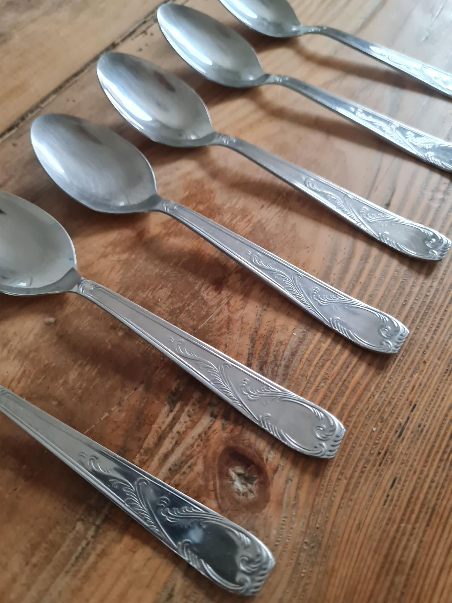 Set of 6 spoons in vintage stainless steel