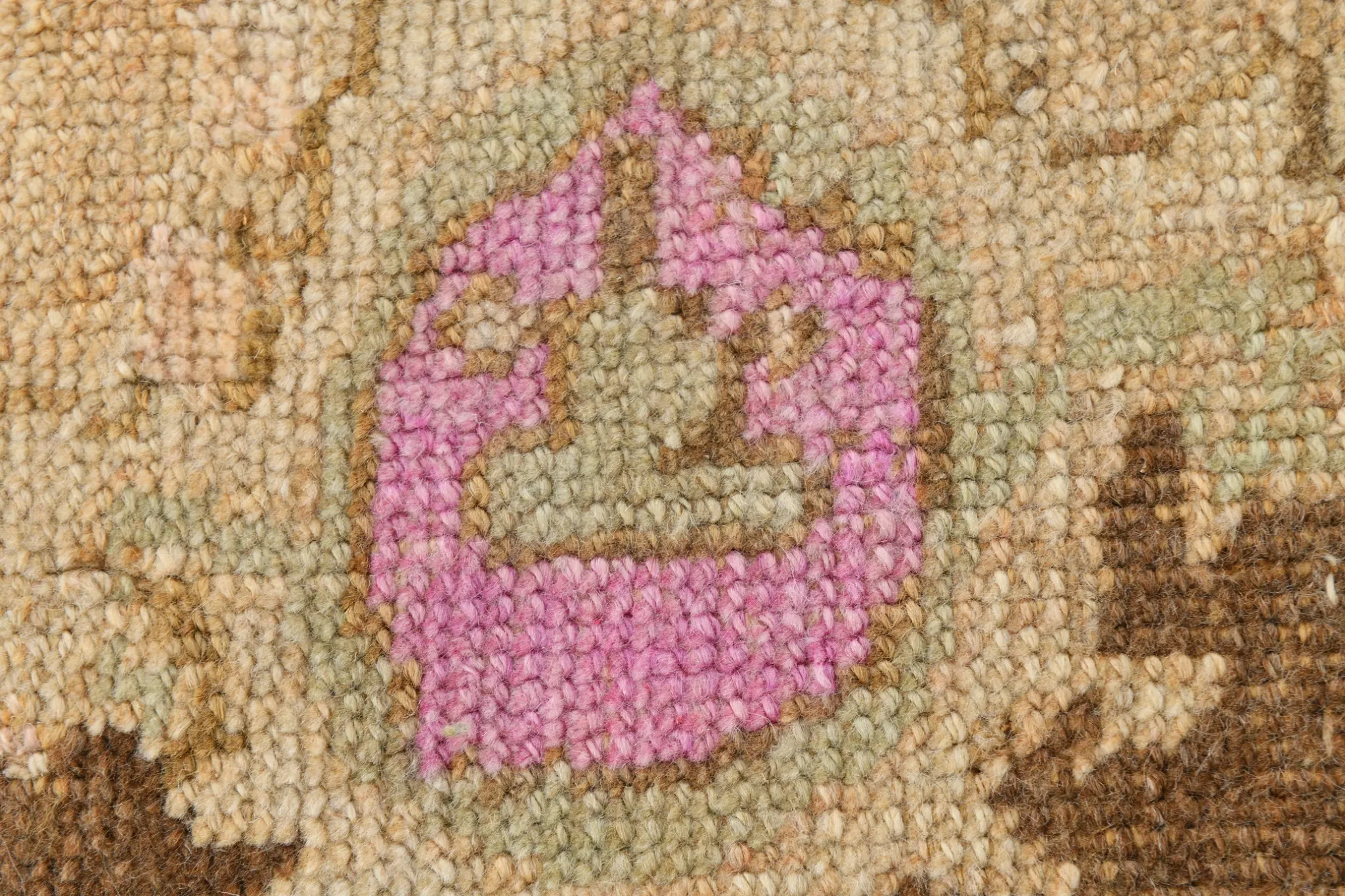 Light Brown & Pink Vintage Persian Rug, Handmade Wool Classic Home Decor