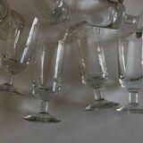 Set of 9 modernist half crystal water wine roller glasses 1960