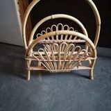 Vintage rattan magazine holder