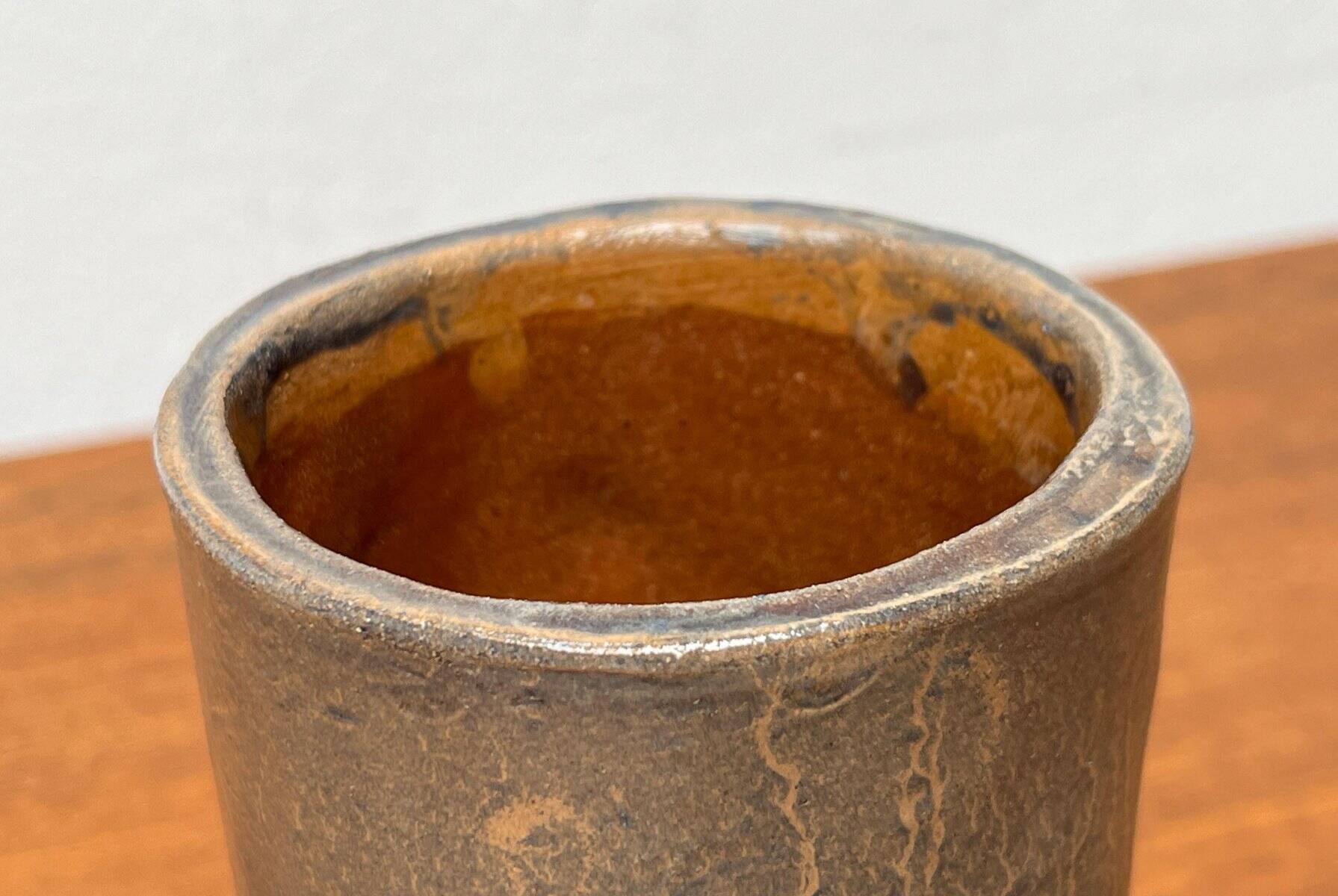 Vintage German brutalist studio pottery vase, 1979