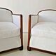 Pair of Large White Art Deco Armchairs 1950s Mid Century Modern Interior De