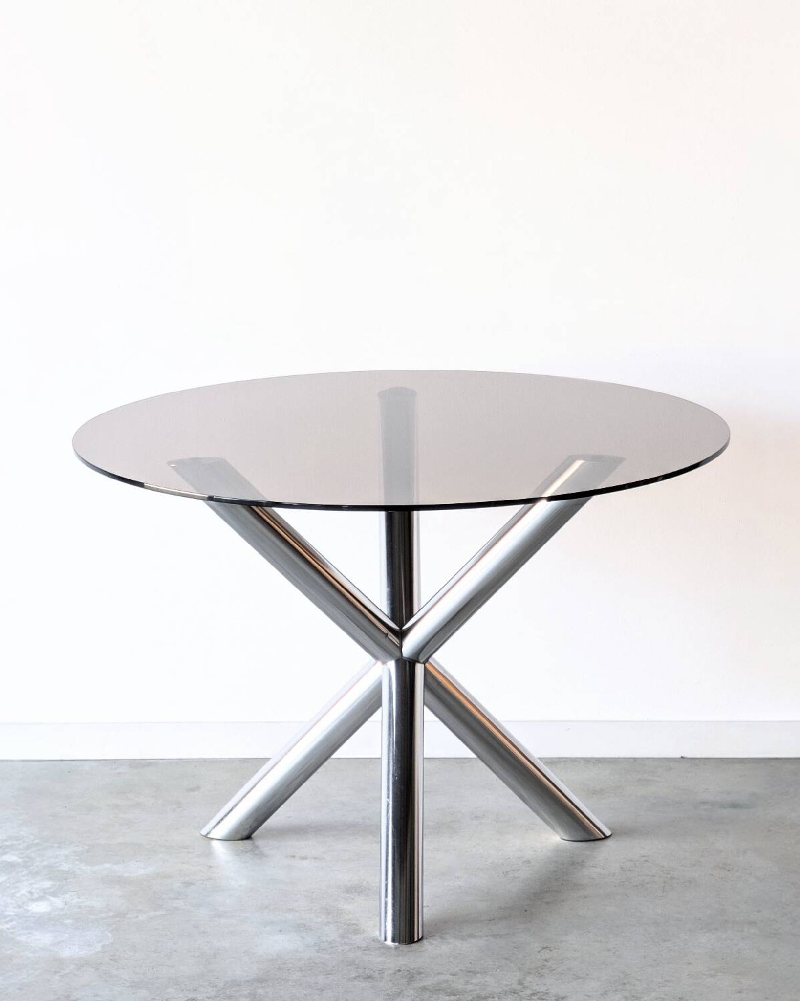 Vintage glass round table, Renato Zevi edition Roche Bobois, 1970.