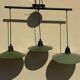 Ceiling light pendant lampshade enamelled green and white metal