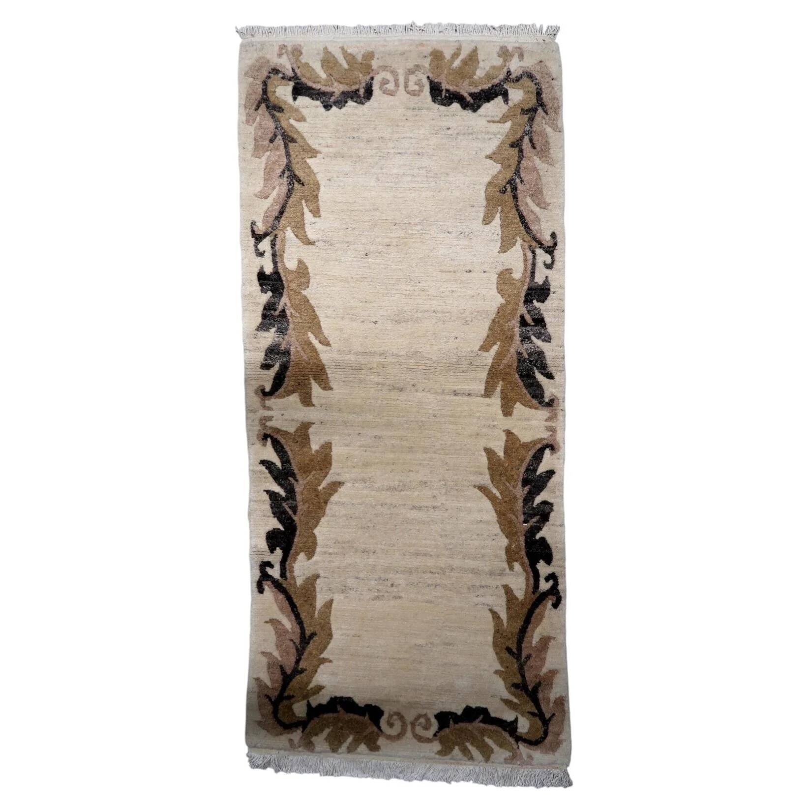 Vintage Tibetan Art Deco Khaden rug 92cm x 206cm 1960s