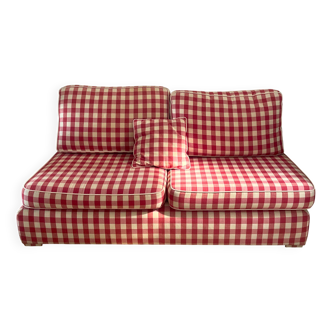 Gingham check sofa bench