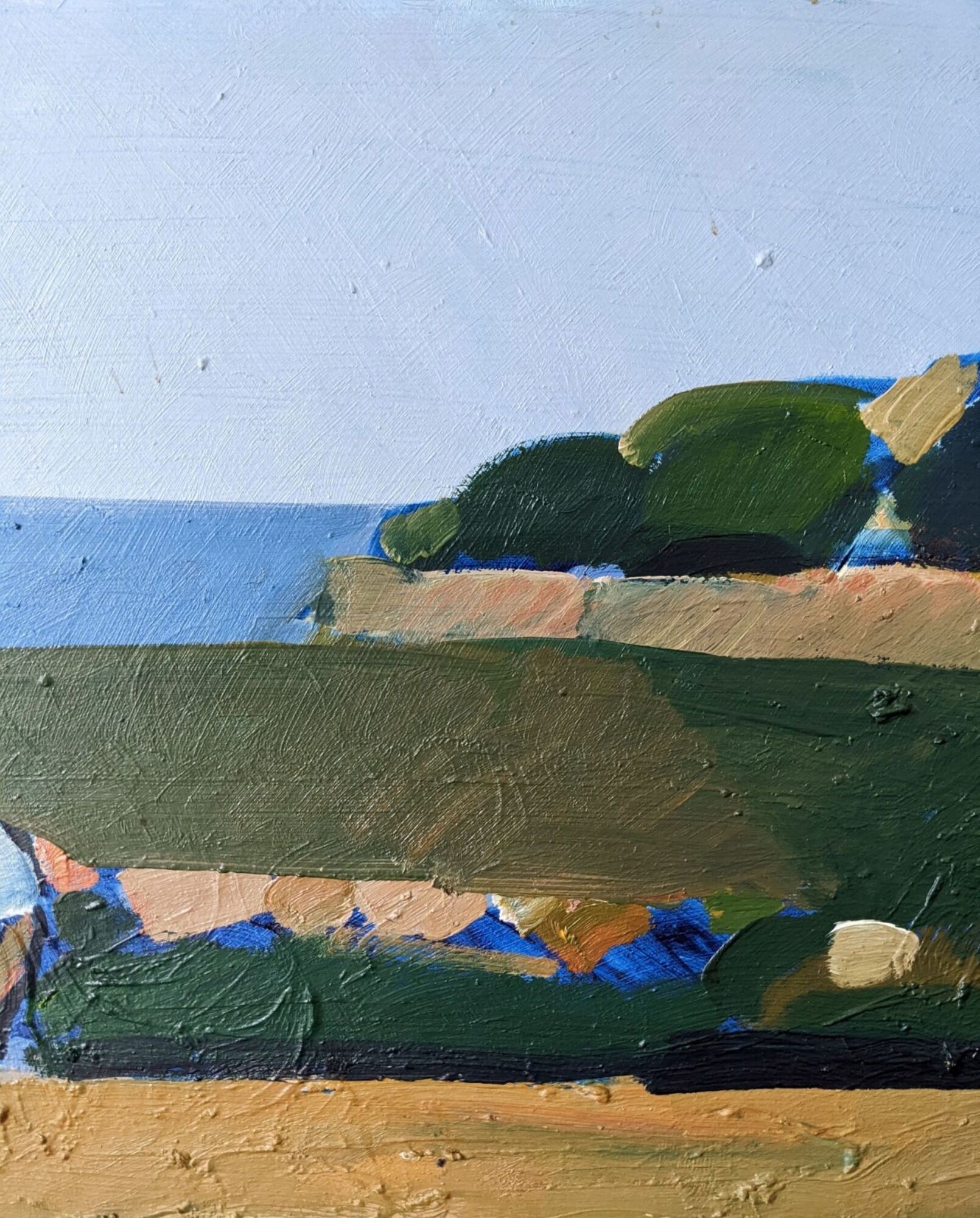 Mid-Century Modern Swedish Oil Painting "Coastal Musing" Framed Landscape