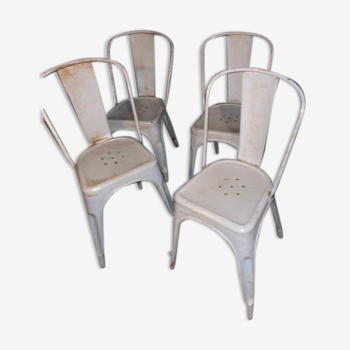 4 chaises bistro métal gris