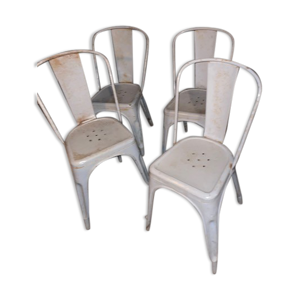 4 chaises bistro métal gris