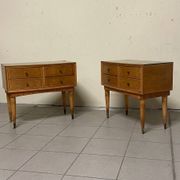 Commodini Mid-Century moderni in stile italiano, anni '50, set di 2
