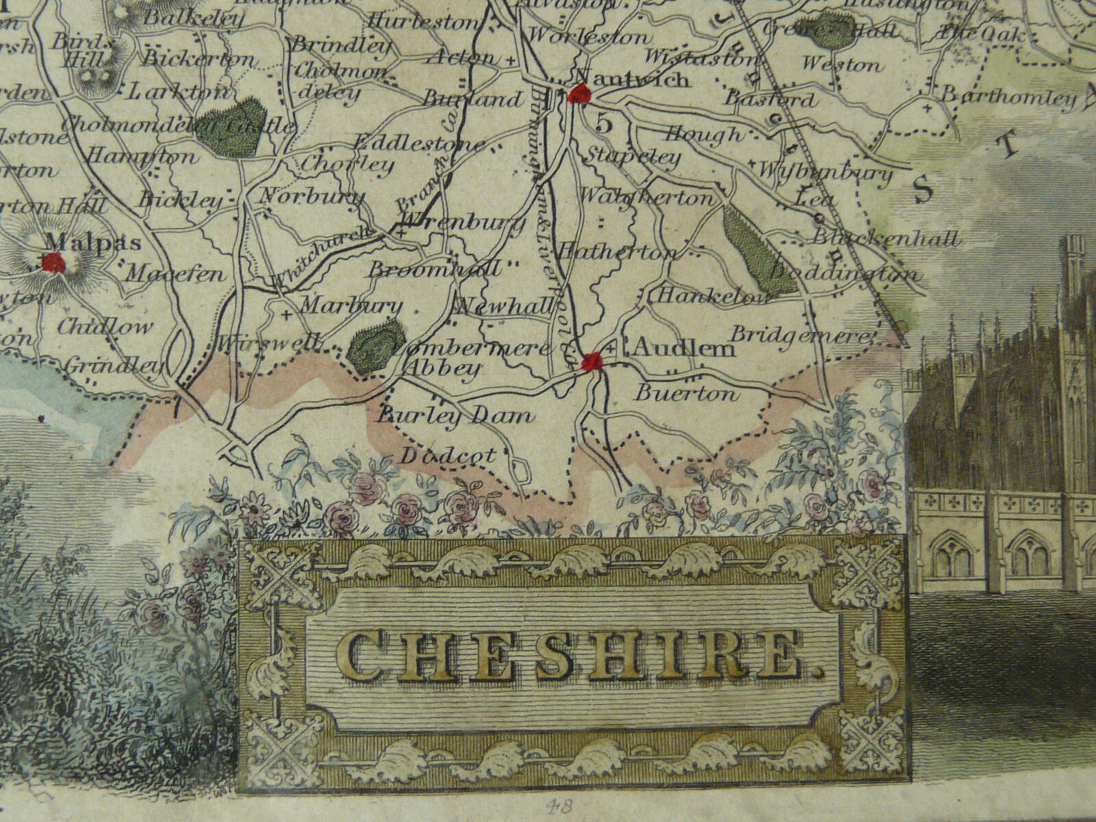 Old English engraving County Cheshire