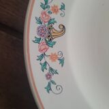 Saint-Clément round dish – floral horns of plenty decoration – 1960s