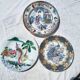 Set of 3 vintage plates gardens and Asian birds