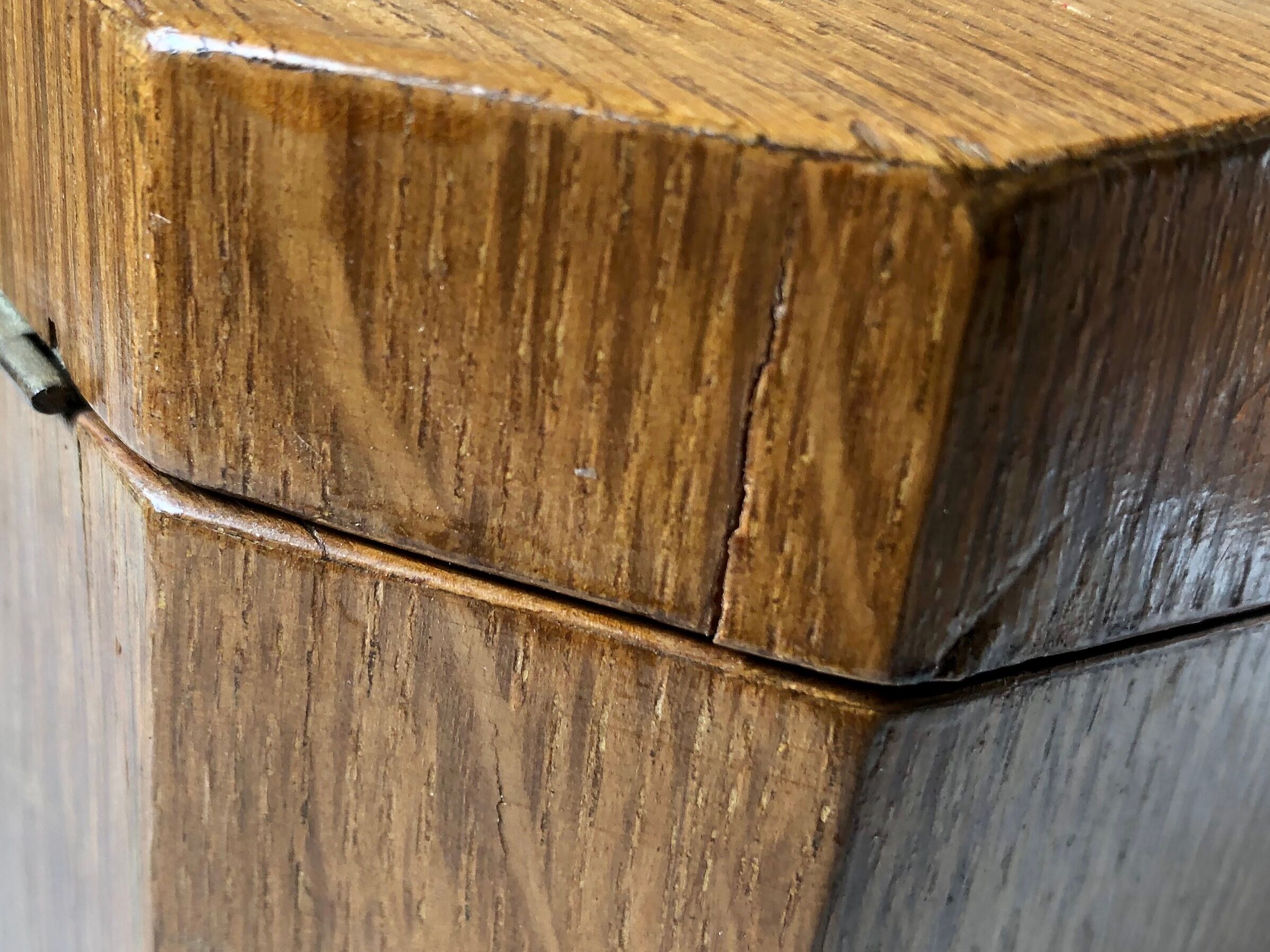 Jewelry box french craft work vintage 60 oak blond lily flower