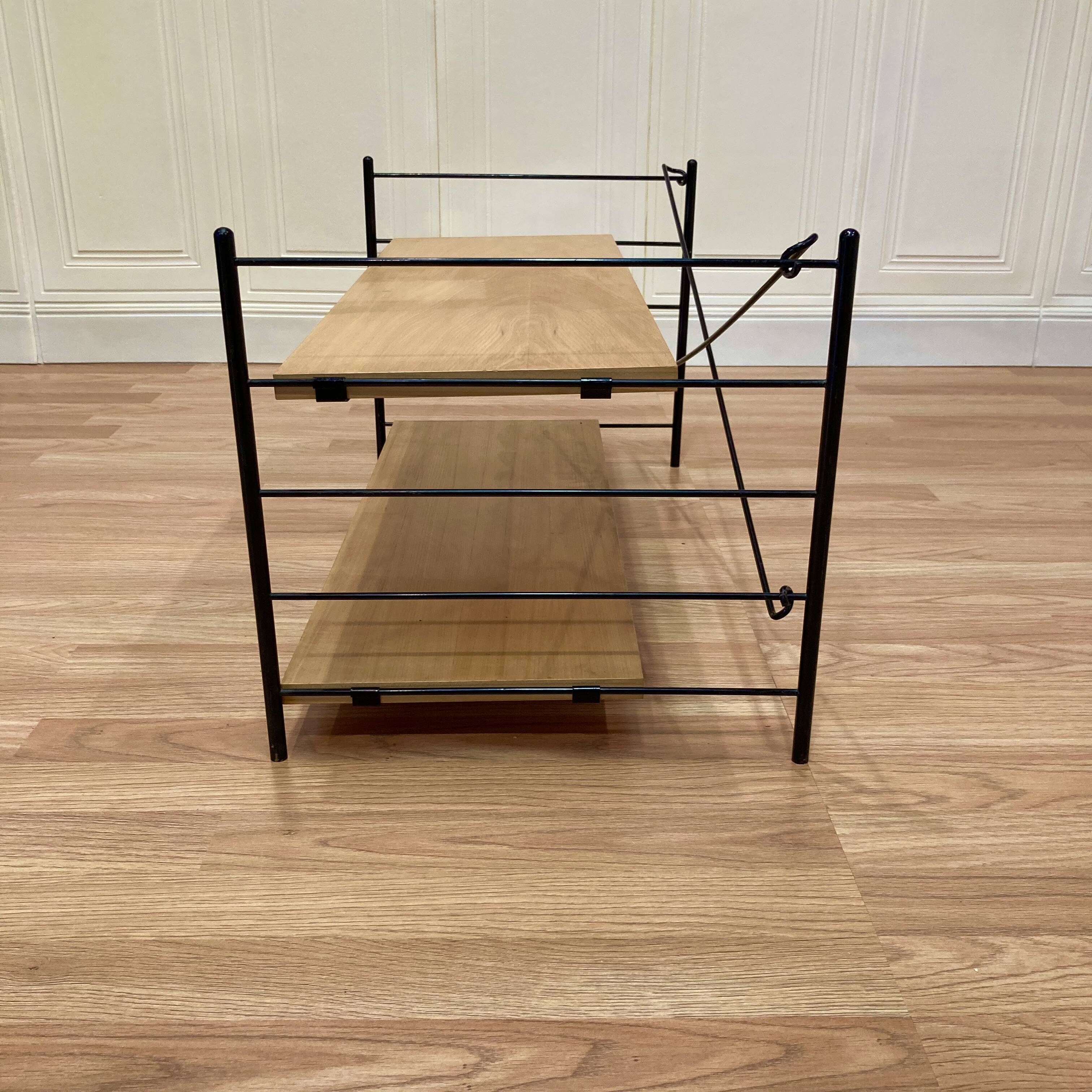 Étagère modulable métal et bois design scandinave 1960.
