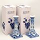 Pair of Royal Delft Blue and White Hand-Painted Ceramic Candlesticks