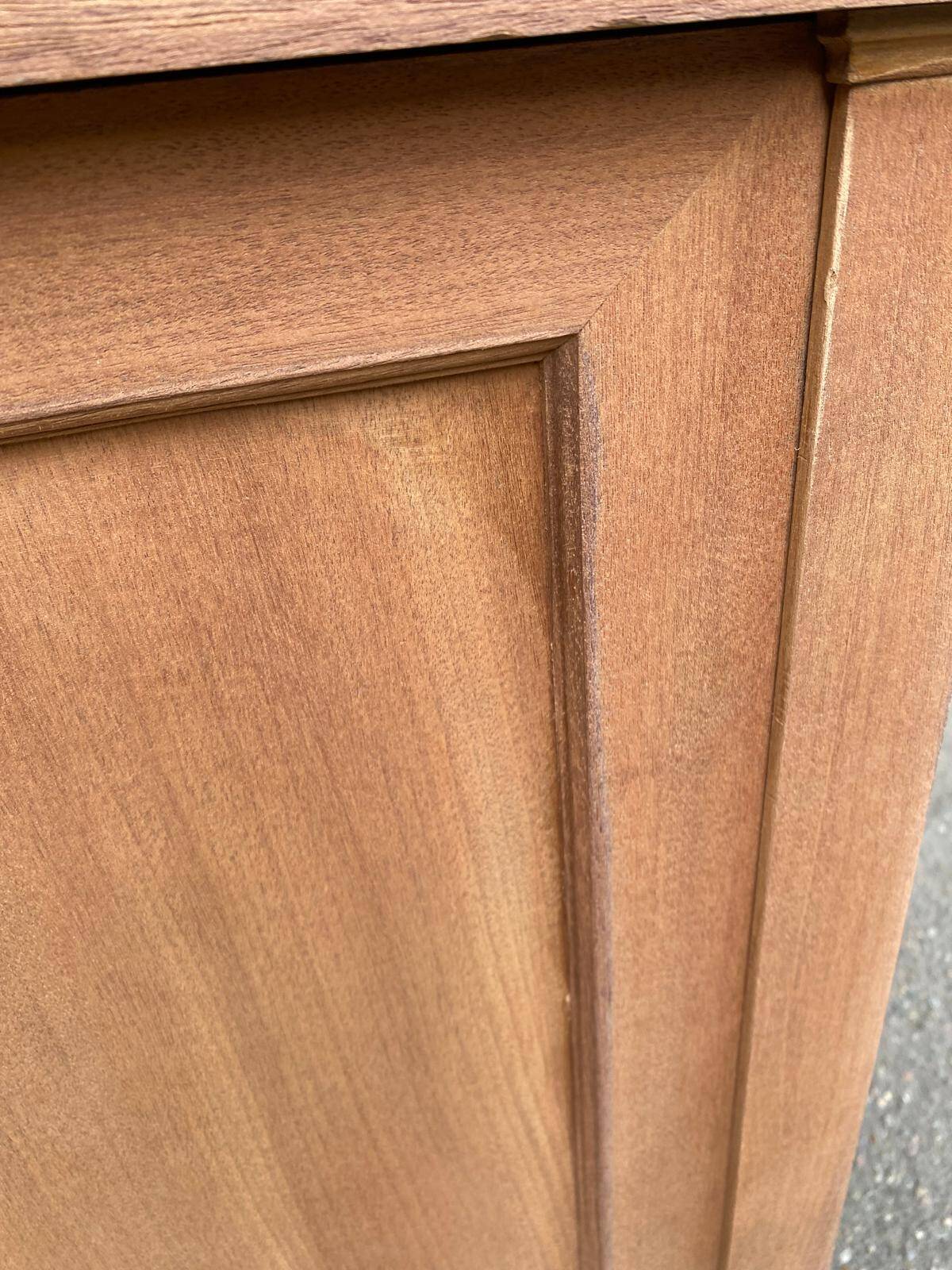 Louis XVI buffet, shallow, stripped, made of solid mahogany, 1950.