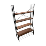 1950s teak and black metal shelf bookcase