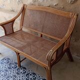 Rattan cane bench