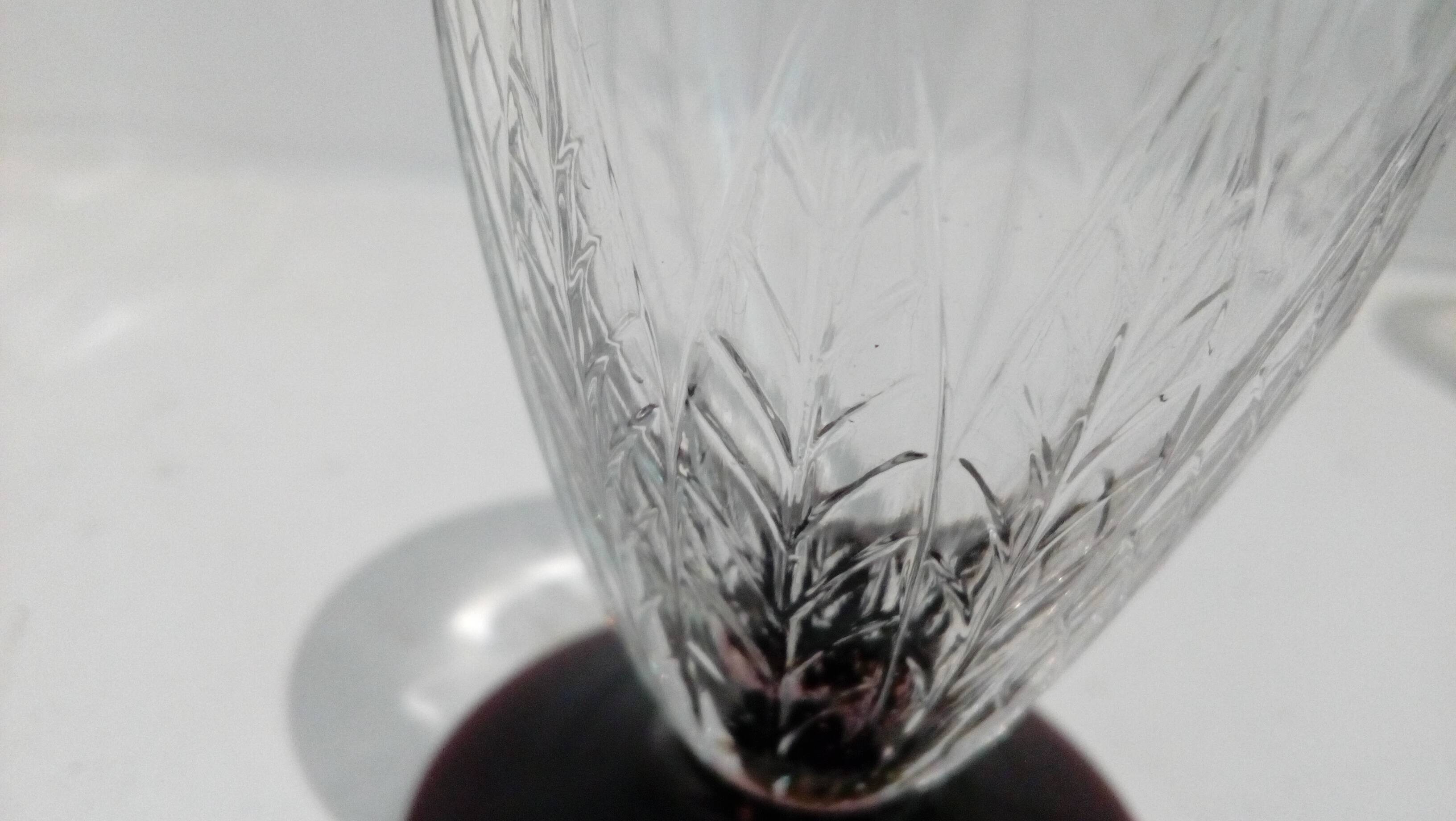 Verres à porto vin cuit apéritif décor de feuille & socle violine