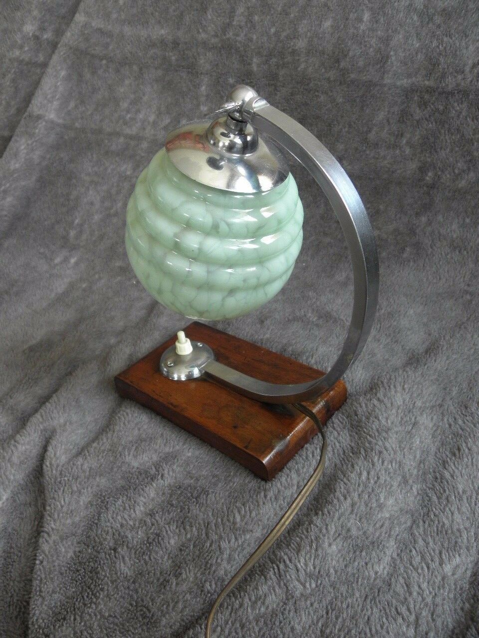 Table lamp or desk glass and vintage wood
