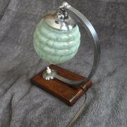 Table lamp or desk glass and vintage wood