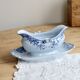 Antique faience sauceboat Sarreguemines U&C model Mimosa blue
