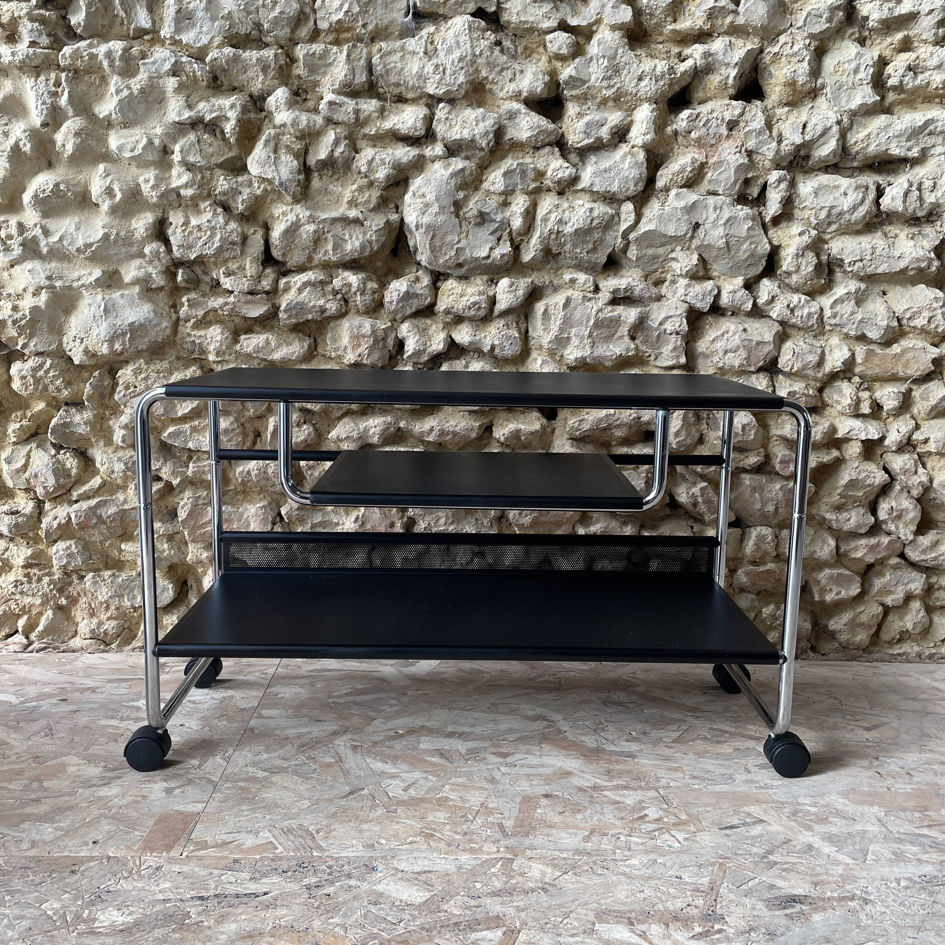Occasional furniture / hi-fi furniture on chrome metal wheels – Habitat