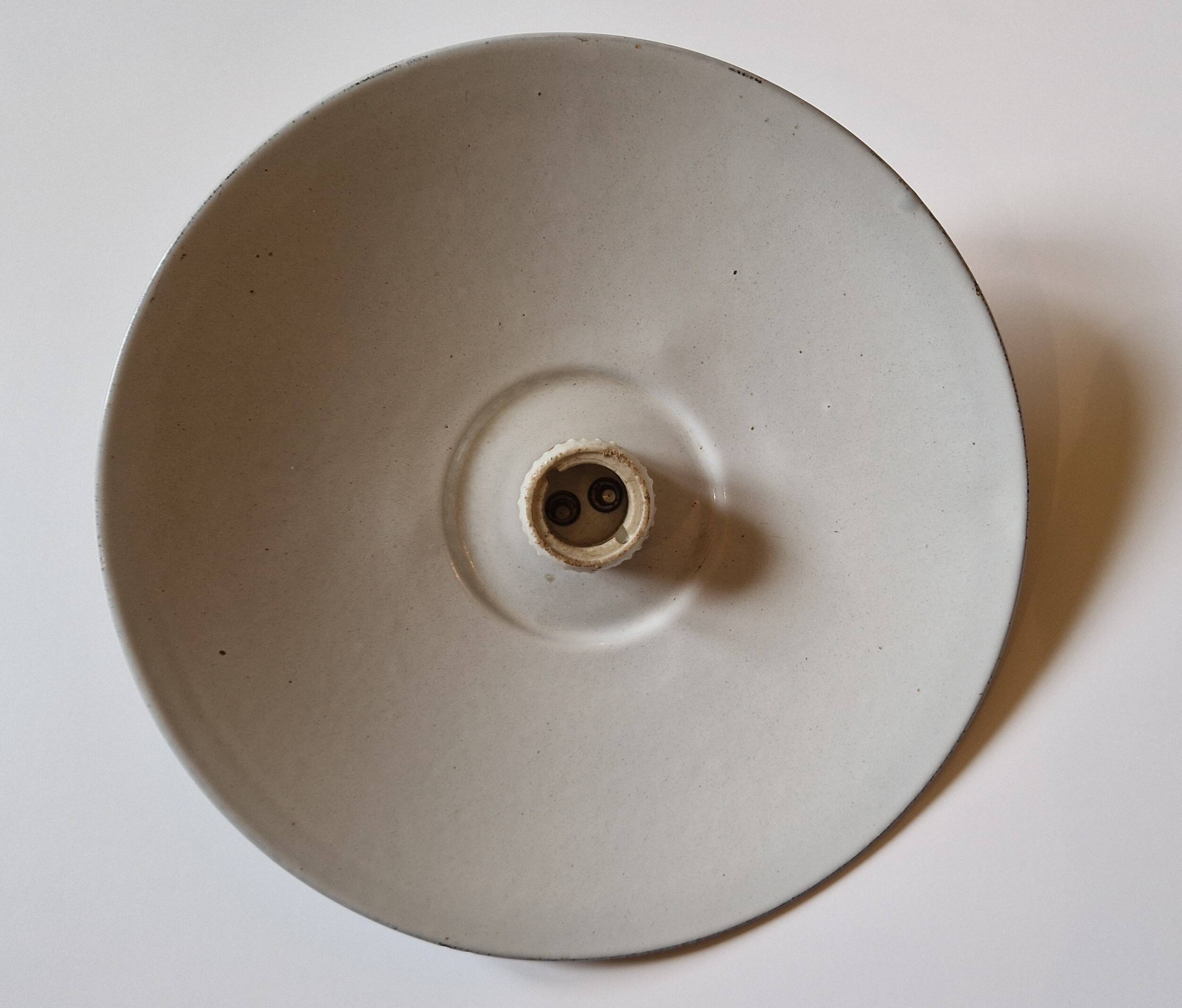 Old workshop pendant light green enameled sheet metal 1930