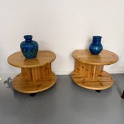 Table d’appoint bout de canapé X2 pin massif design années 70