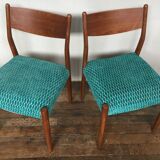 Scandinavian 4 series in teak and psychedelic fabric 1950