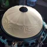 Glass and cast iron ceiling lamp