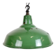 Lampe suspendue en émail vert britannique industriel, années 1960