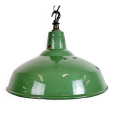Industrial British Green Enamel Factory Pendant Lamp, 1960s
