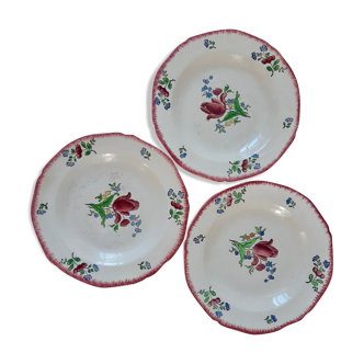 Trio de grandes assiettes plates Gien