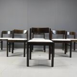 Vintage brutalist dining chairs, set of 6 - 1970s