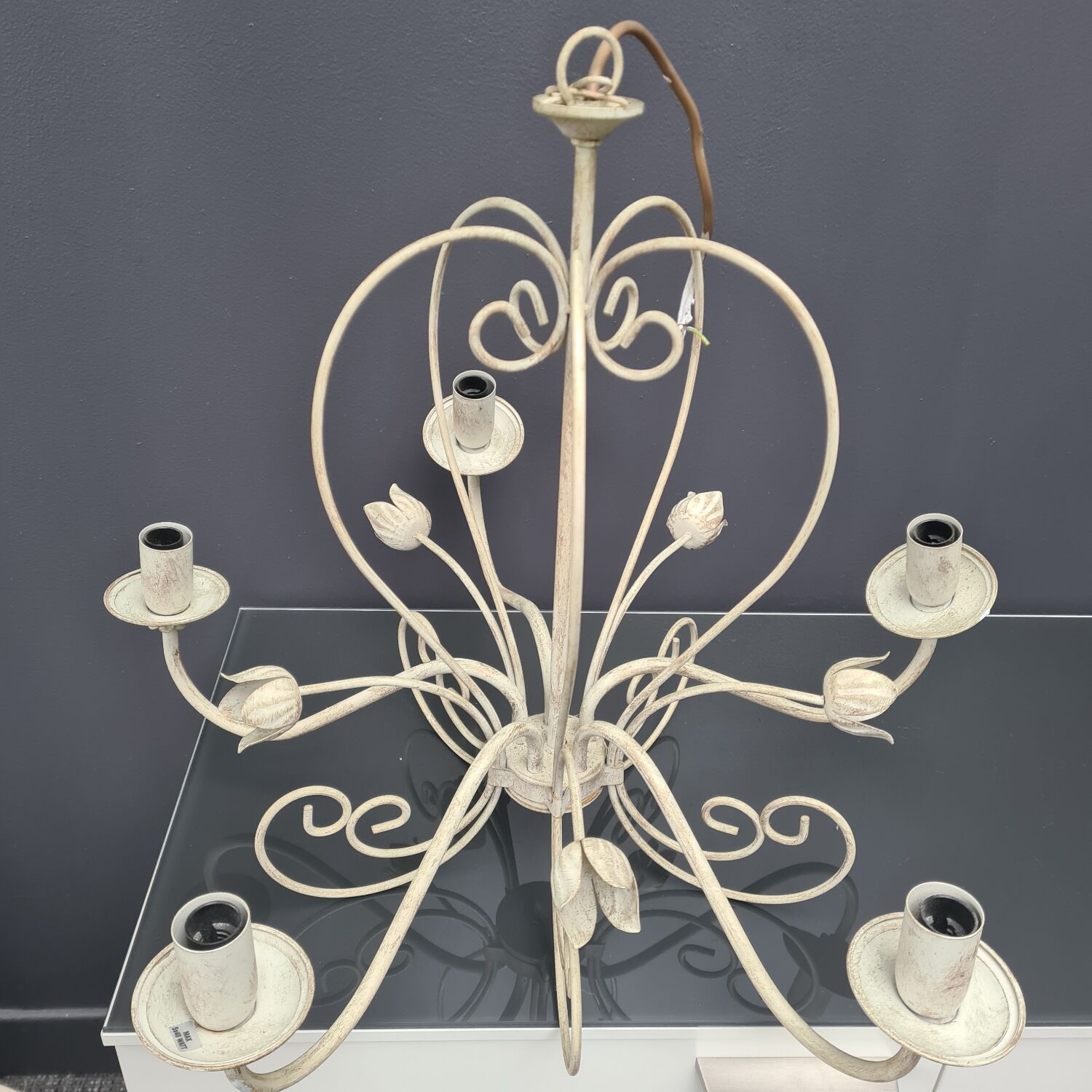 Beige metal chandelier