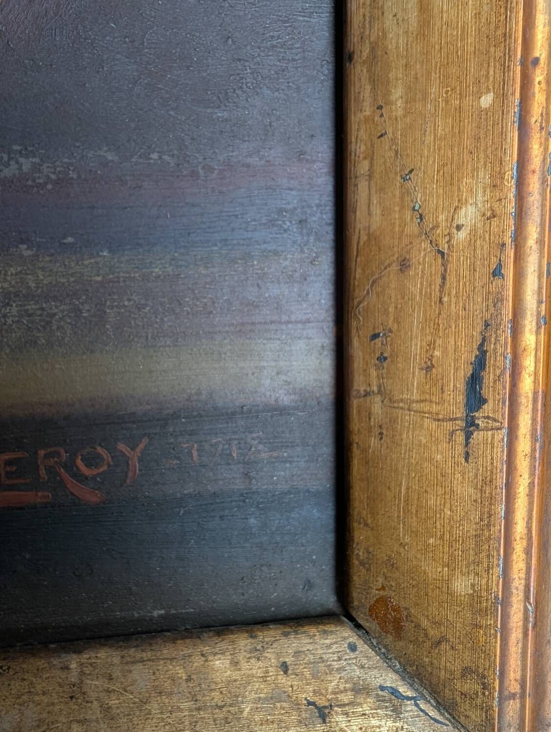 Oil painting on rosewood in a vase, early 20th century