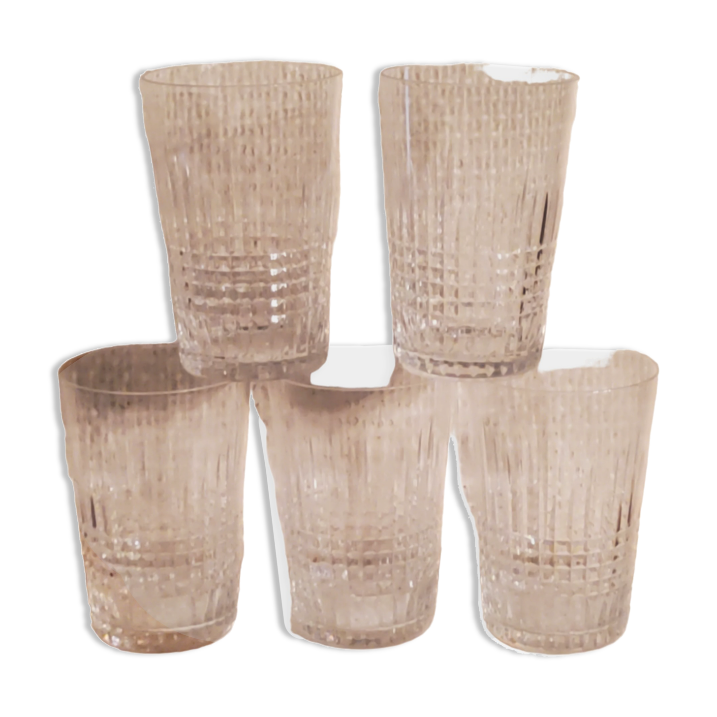 Set of 5 crystal glasses of Baccarat model Nancy